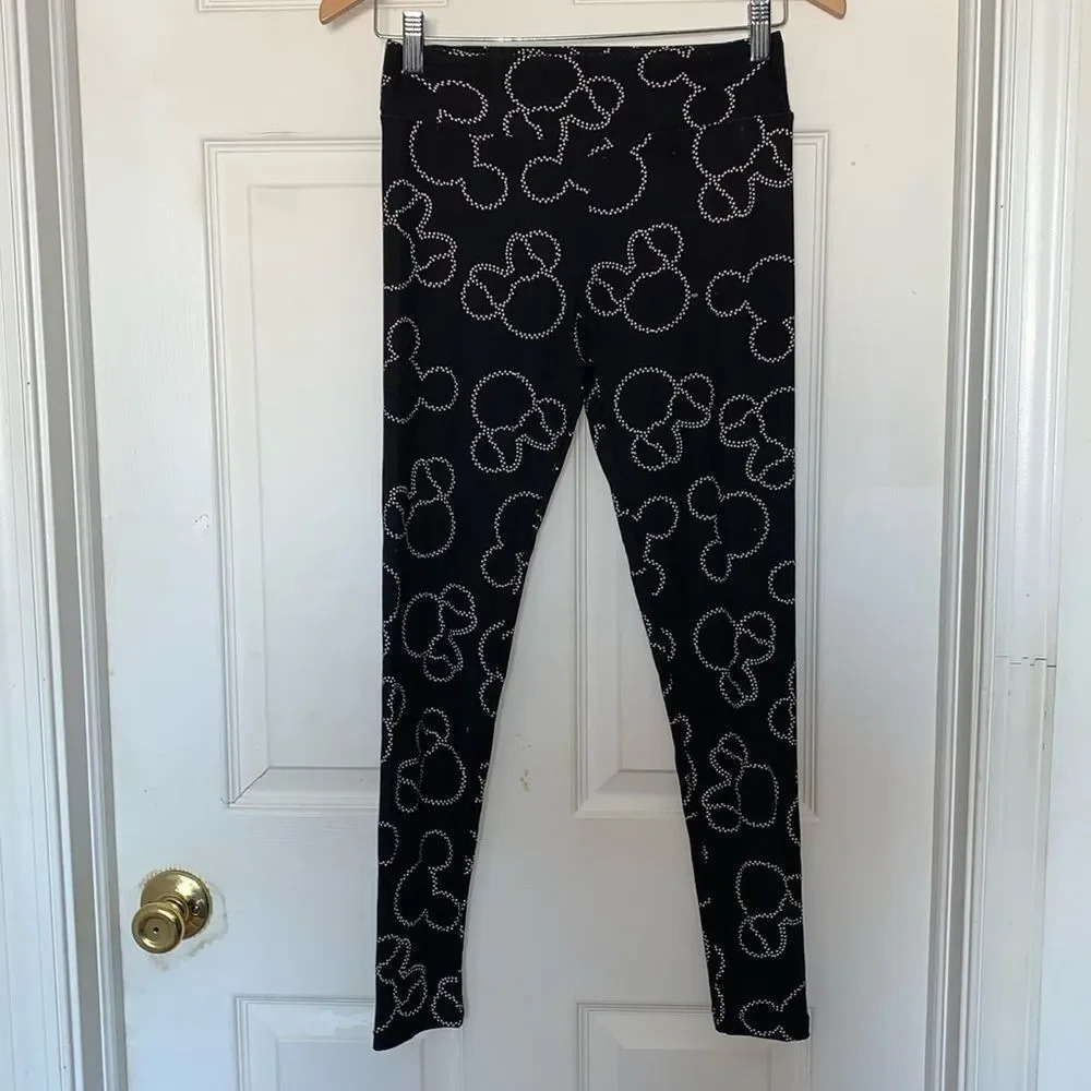Lularoe Disney Mickey Mouse Print Leggings Black White Size OS